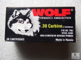 50 Rounds Wolf .30 Carbine 110 Grain Ammunition