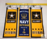 Lot 3 New Wool Blend US Navy Veteran & US Army Banners