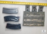 Lot 2 US Military Molle II Double Mag Pouches & 2 AR15/M16 Mags
