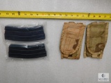 Lot 2 US Military Molle II Double Mag Pouches & 2 AR15/M16 Mags