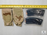 Lot 2 US Military Molle II Double Mag Pouches & 2 AR15/M16 Mags