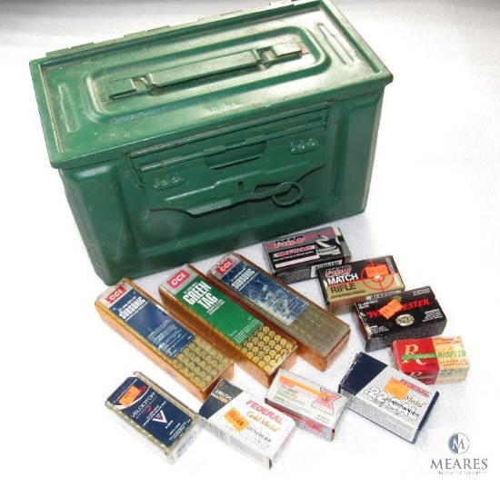 Vintage Army Ammo Can & Approx 550 Rounds .22 LR Ammunition Various Brands