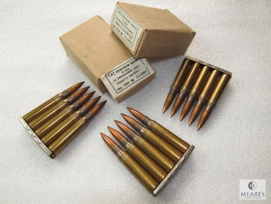 Lot 30 Rounds 8mm Mauser Ammunition Ammo on Stripper Clips