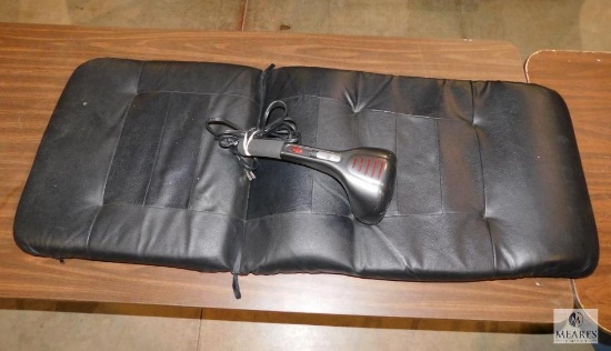 Black Leather Like Seat Cushion & Homedics Electric Massager