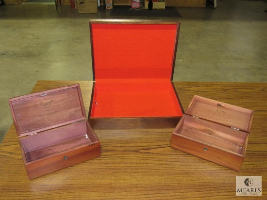 Wood Silverware Box - Cloth Lined & 2 Small Cedar Boxes