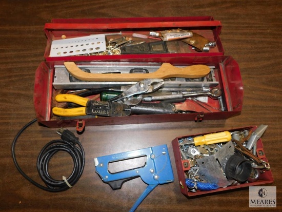 Metal Tool Box Full of Hand Tools & Fasteners