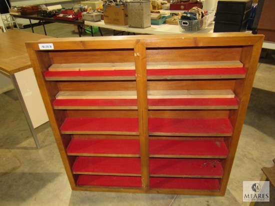 Large Wood Display Shelf w/ Red Felt Shelves