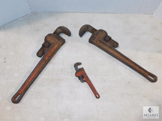 Lot 3 Ridgid Pipe Wrenches 2) 14" and 1) 6"