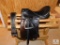 Professional Trainer Horse Saddle Line Black Leather w/ Stirrups & Girth Belt 16