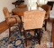Wood Bar Height Dining Set Upholstery Covered Seat Table & 4 Barstool Chairs