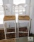 Lot White Wood with Rattan Bottom Barstools Bar Height