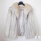 Ladies Vintage White Rabbit Genuine Fur Coat Approximately Ladies Sz Medium
