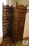 3 Panel Ornate Wood Carved Room Divider Screen