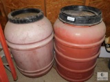 Lot of 2 30 Gallon Plastic Drums 1 with Lid