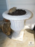 White Concrete Pedestal Planter Pot 24