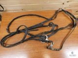 Black Leather Bridle Belt & Reins Belt for Horse