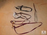 Lot of 3 Horse Bridle Belts Reins & 1 Bridle Belt Leather & Nylon & 1 Fleece