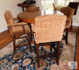 Wood Bar Height Dining Set Upholstery Covered Seat Table & 4 Barstool Chairs