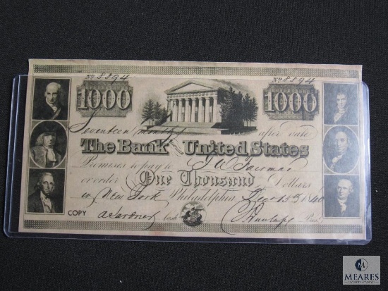 Bank of the United States - $1000 note