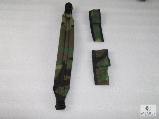 New 3 piece set camo padded rifle sling, mag pouch and mini flashlight pouch