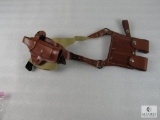 New Leather shoulder holster with double mag pouch fits Glock 17,19,22,23,20 and similar