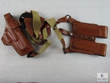 New Leather shoulder holster with double mag pouch fits Glock 17,19,22,23,20 and similar