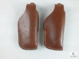 2 leather thumb break holsters fits beretta 84,85, colt 380 government and similar