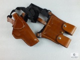 New leather shoulder holster with mag pouch fits Colt 1911, S&W 5904 and similar