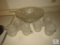 Vintage Glass Punch Bowl Set with Ladle & 12 Cups