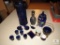 Lot of Cobalt Blue Glass Pieces - Variety Lot Vases, Trays, Shot Glasses, +