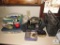 Counter Lot Vintage Cameras & Electronics, Radios Stationary Items Hand Towels +