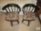 Lot of 2 Black Wood Swivel Barstools Counter Height