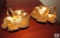 Lot 2 Holley Ross 22 K Gold Brushed China Oak Leaf Trinket Bowls