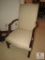 Wood Leg & Arm Chair w/ Beige Upholstery