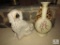 Large Vintage Porcelain Dog Statue & Austria Vase