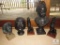 Lot of 3 Black Bust and 2 Coal Miner Statues made of Coal