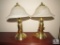 Lot of 2 Brass Table / Desk Lamps with Frosted Glass Shades