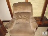 Rocking Recliner Taupe Fabric & Wood Square Side Table with Glass Top