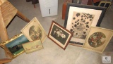 Lot of Vintage Framed Art Picture Prints and Extra Glass Fronts