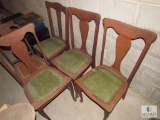 Lot of 4 Vintage Wood Chairs w/ Paw Feet and 1 Rocking Chair w/ Cane Bottom