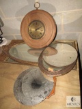 Lot of Vintage Mirrors Some Framed & Wall Clock