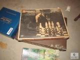Lot of Games & Puzzle - Includes Vintage Suitcase Game of Checkers / Chess