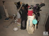 Large Lot of Golf Clubs & Caddy Carts Nice!