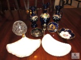 Lot of Porcelain Cobalt & Glass & Crystal Ball Vase Decorative Items Oriental Vases