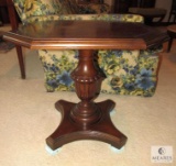 Octagon Wood Side Table Pineapple Pedestal Style