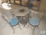 Metal & Wood Bistro Patio Set with Sewing Machine Table Base