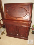 Vintage Wood Secretary Desk with Skeleton Key