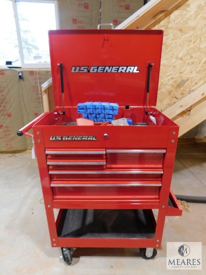 U.S. General 5 Drawer Industrial Roller Cart with Contents