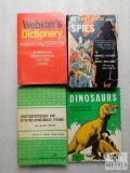 Lot 4 Books , In the time of the Dinosaurs, the real Book about spies, ADventures of Huckleberry