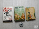 Lot of 3 Books, Moving out on your own, Do a Good Turn Daily, with compass